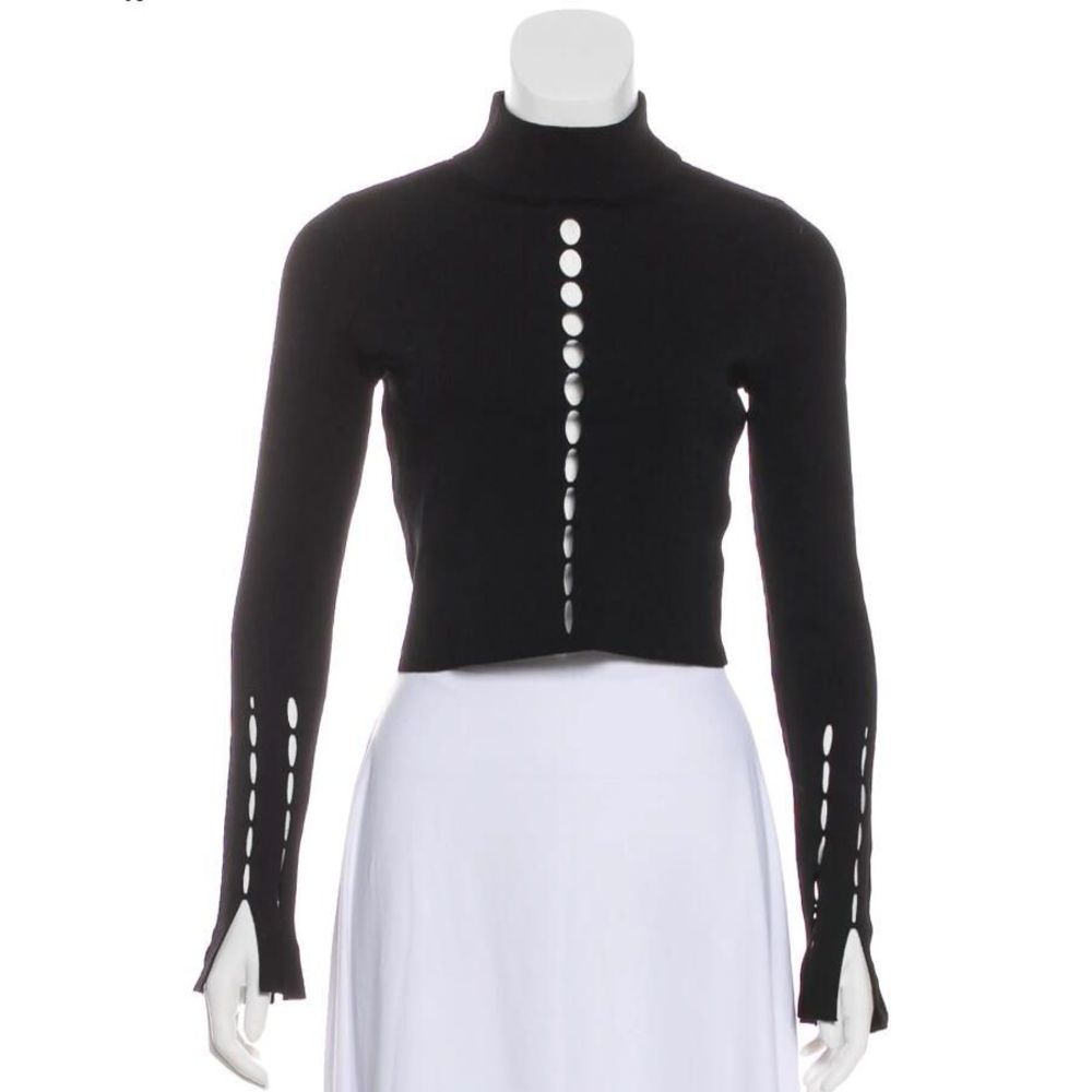 JONATHAN SIMKHAI Laser Cut Long Sleeve Top